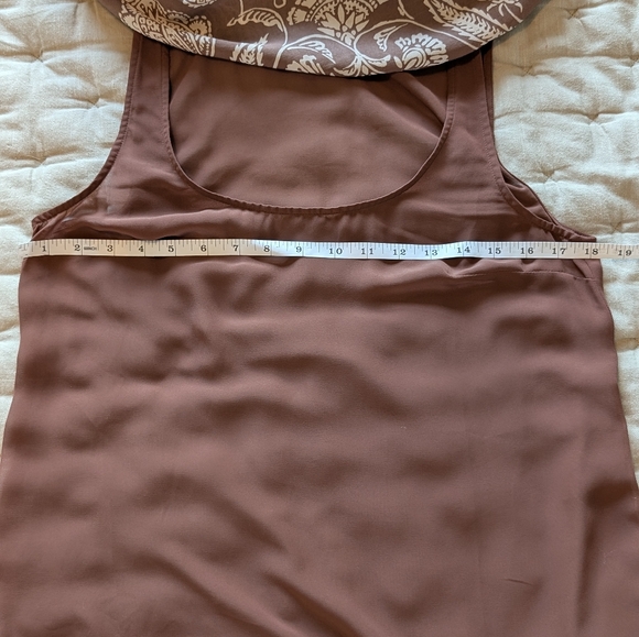 Maeve- Brown and White Patterned Shift Dress With Attached Slip - Picture 10 of 13